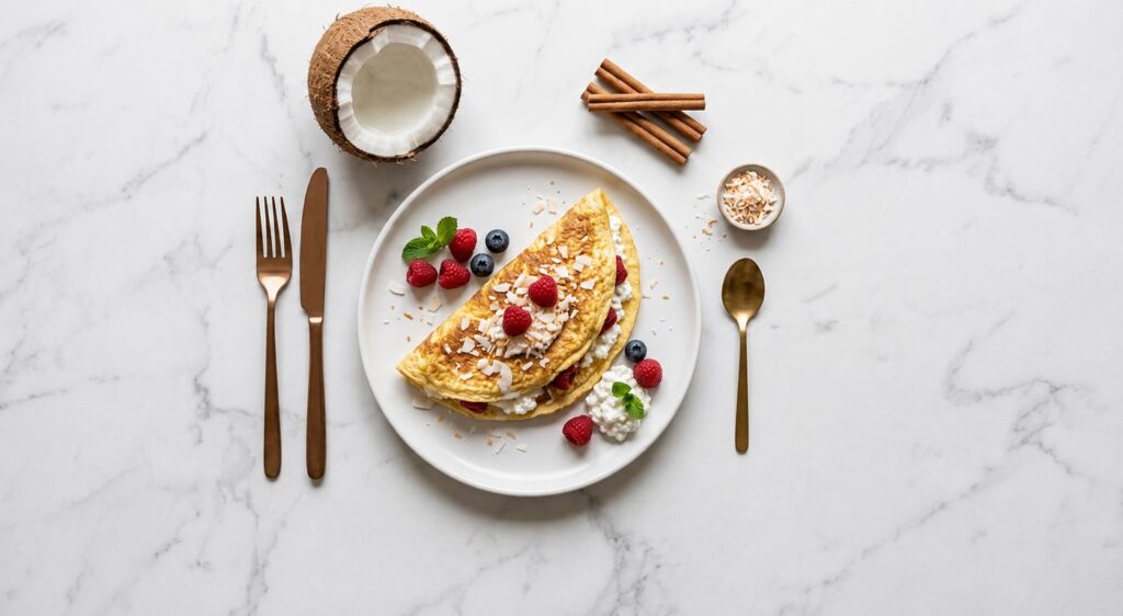 Coconut cottage cheese omelette
