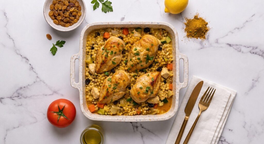 Creamy coconut chicken with pearl couscous