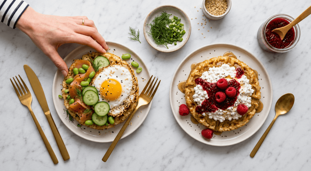 Crispy Rice & Egg Waffle